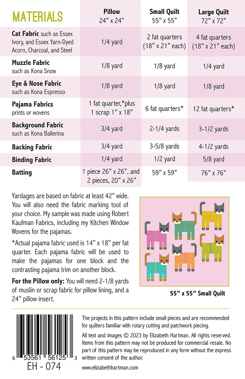 Cats in Pajamas Quilt Pattern