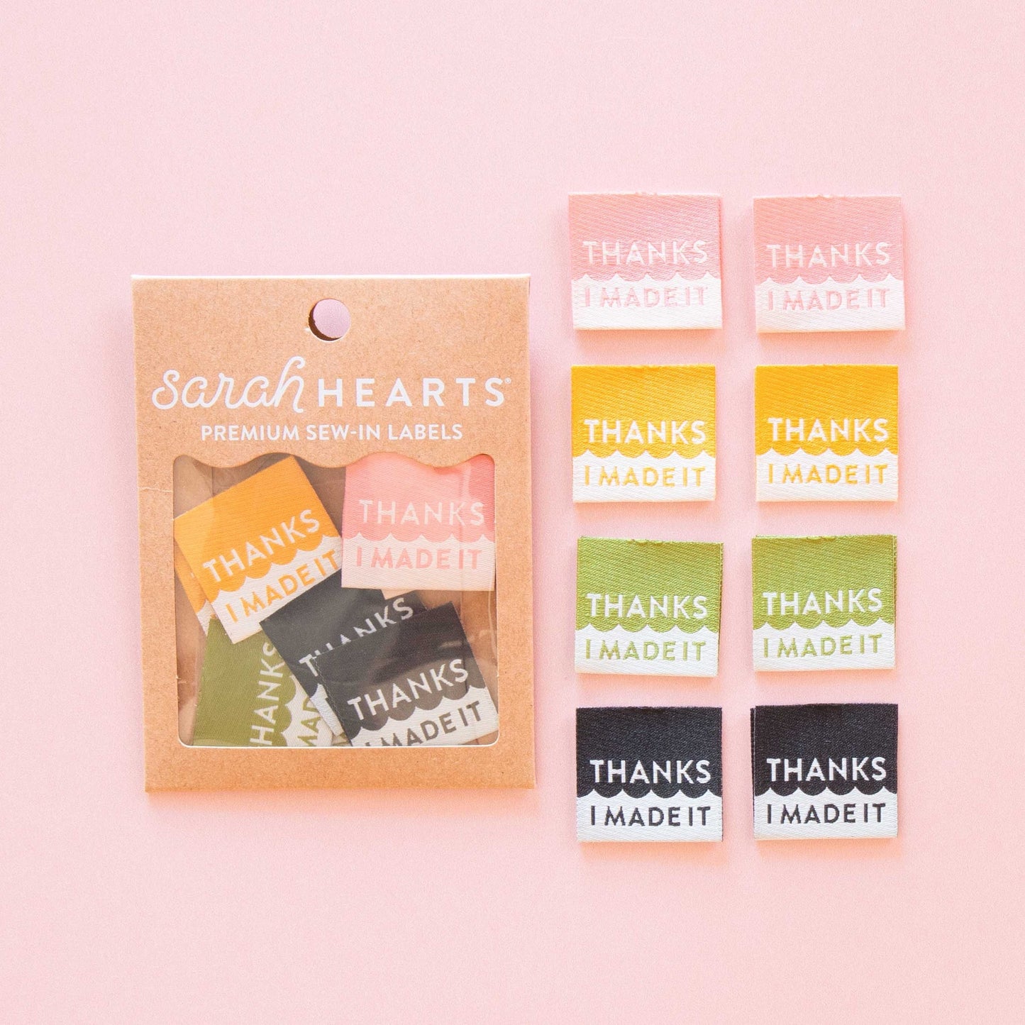 Sarah Hearts Thanks I Made It Multipack Woven Sewing Labels
