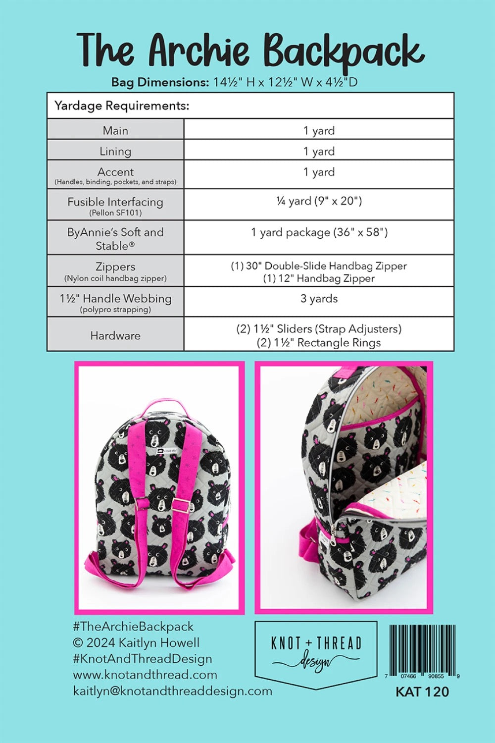 Archie Backpack Pattern