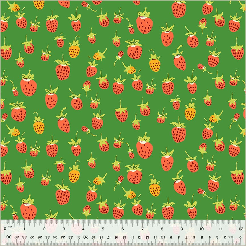 Heather Ross Studio Edit Green Strawberries