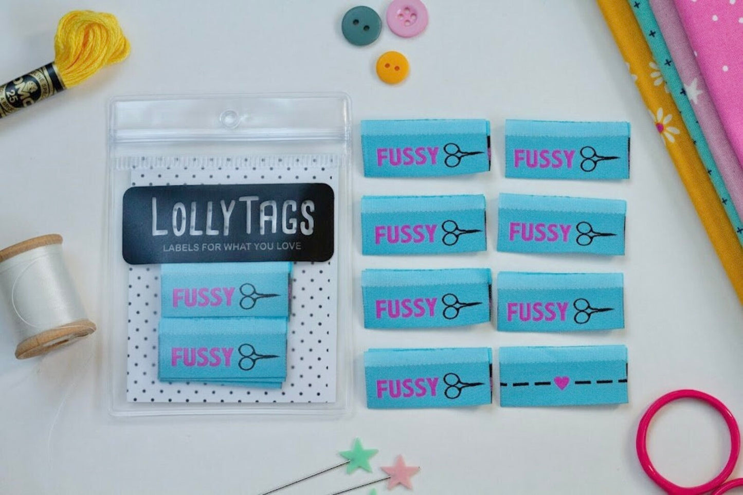Lolly Tags Woven Labels Fussy Cut