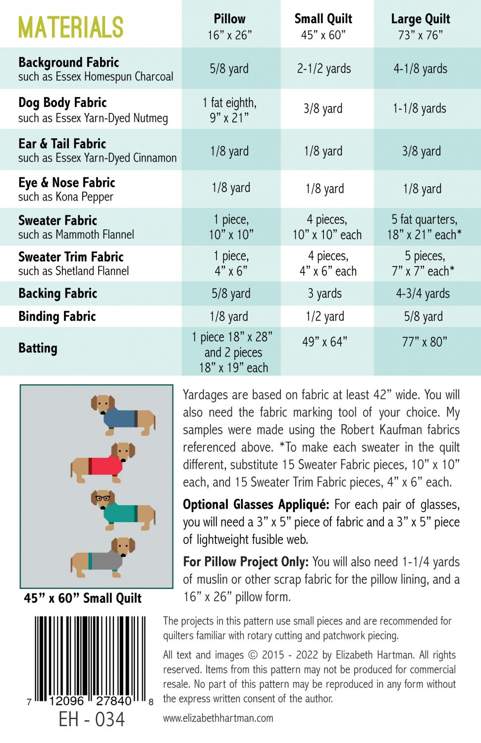 Dogs in Sweaters Quilt Pattern