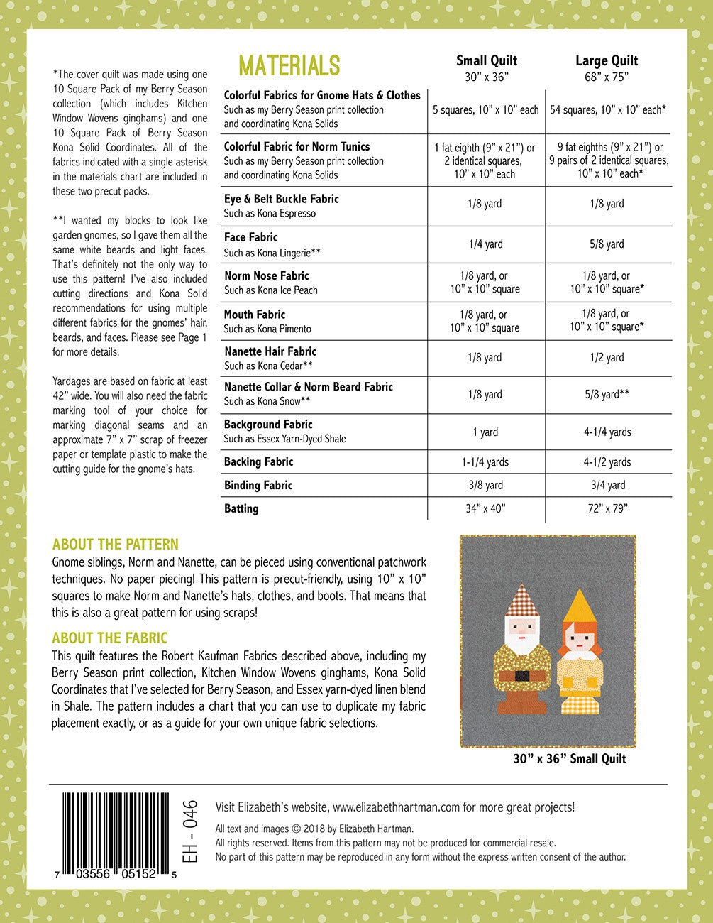 Norm & Nanette Gnome Quilt Pattern