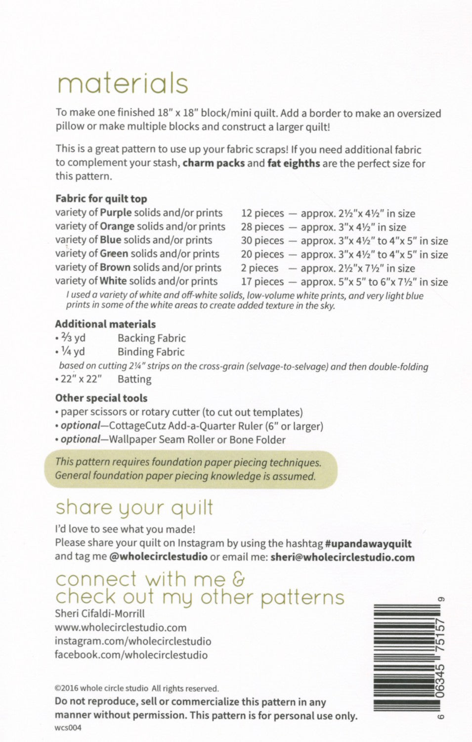 Up and Away Mini Quilt Pattern