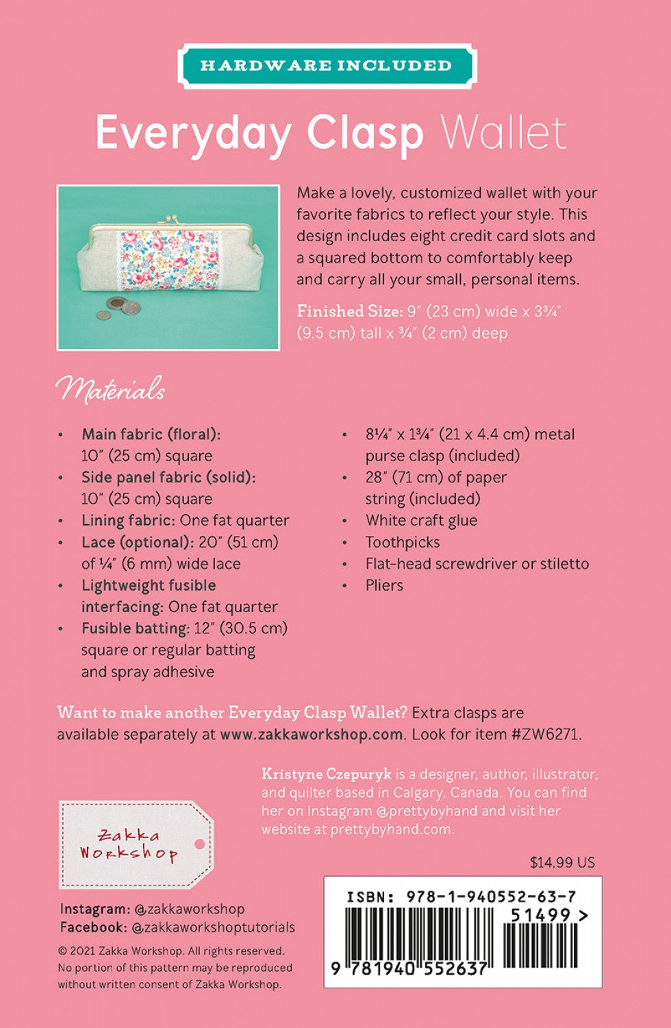 Everyday Clasp Wallet Pattern Including Hardware