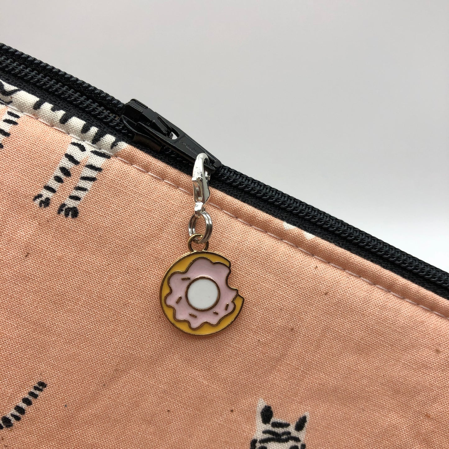 Pink Donut Zipper Charm