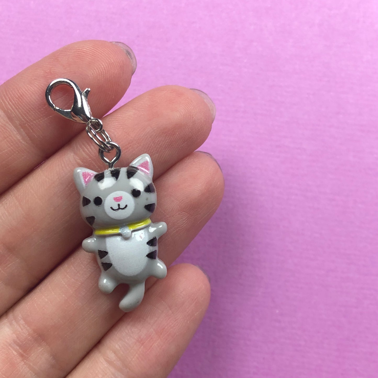 Gray Cat Zipper Charm