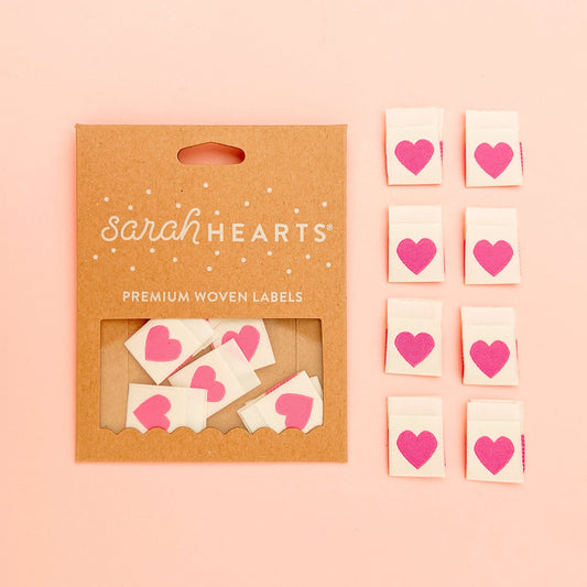 Sarah Hearts Woven Labels Pink Heart