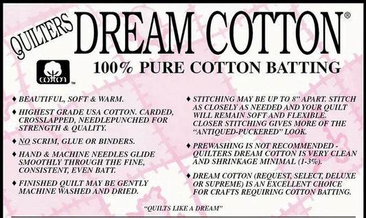 Quilters Dream Cotton Select Mid-Loft Batting Roll NATURAL