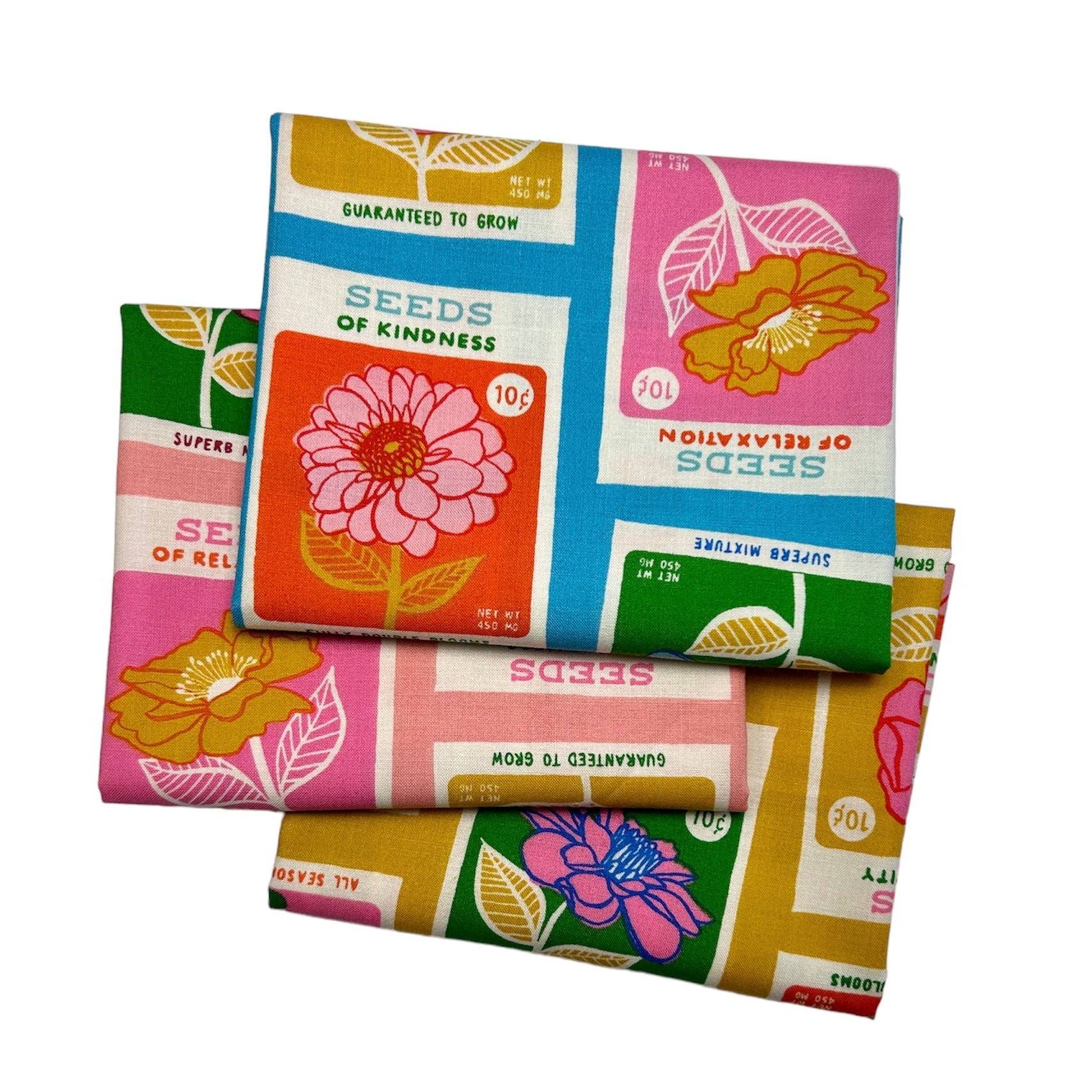 Flowerland Seed Packets Fat Quarter Bundle Fabric Pop
