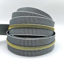 Load image into Gallery viewer, Black &amp; White Striped Nylon #5 Zipper Tape
