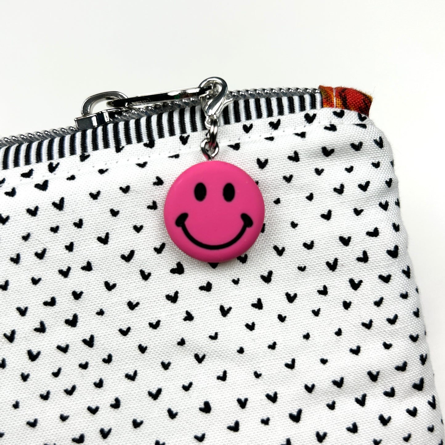 Pink Smiley Face Zipper Charm