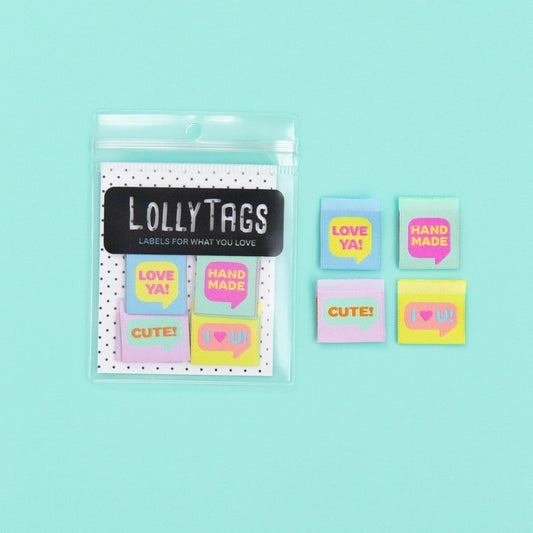 Lolly Tags Woven Labels Speech Bubbles