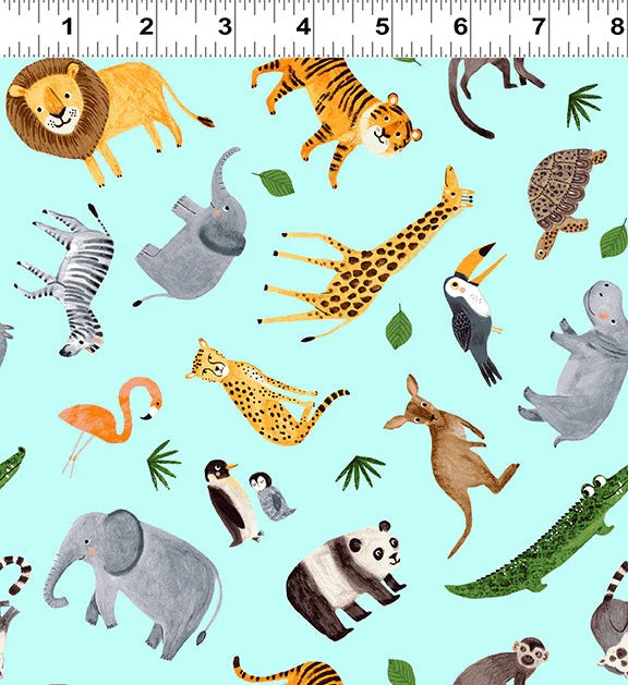 Ticket To The Zoo Animals Light Blue