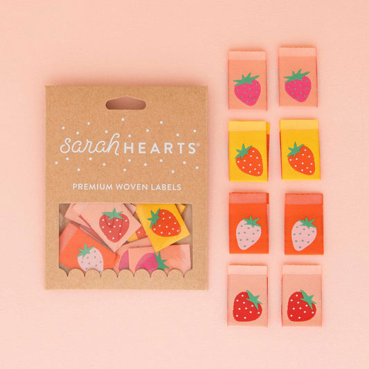 Sarah Hearts Woven Labels Strawberries