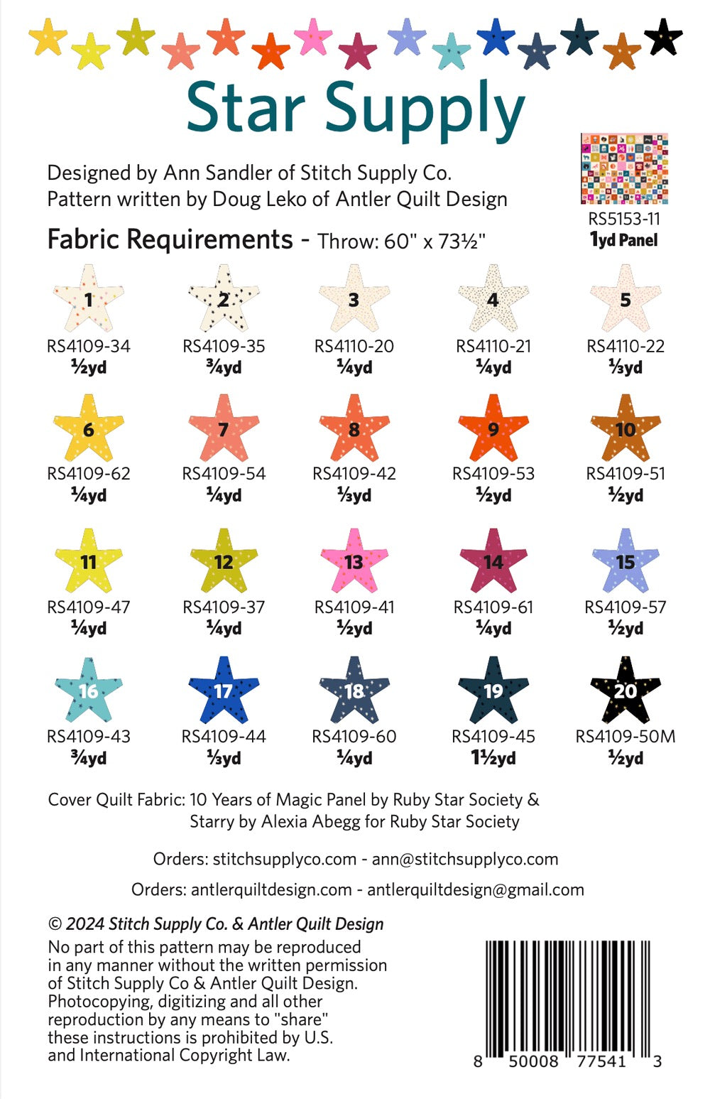 Star Supply Quilt Pattern Fabric Pop