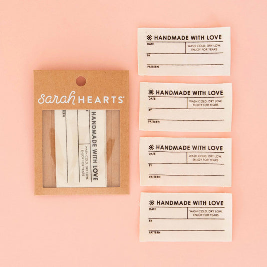 Sarah Hearts Quilt Info Organic Cotton Write-In Sewing Label