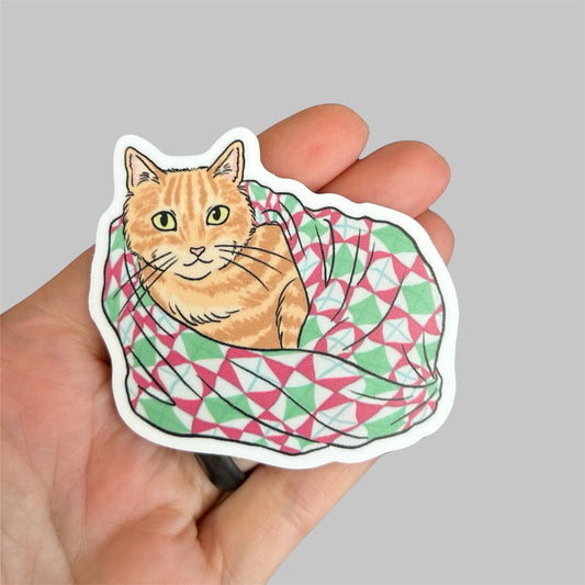 Orange Cat Waterproof Sticker