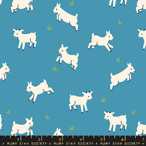 Animal Animal Baby Goats Vintage Blue