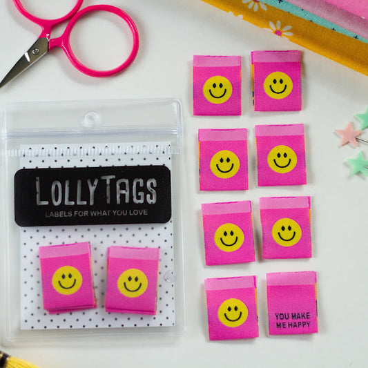 Lolly Tags Woven Labels Happy Faces