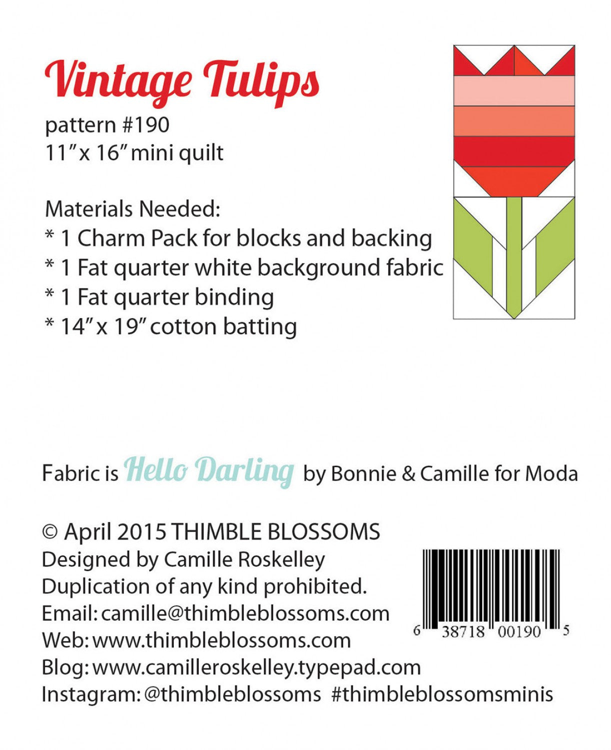 Vintage Tulips Mini Quilt Pattern