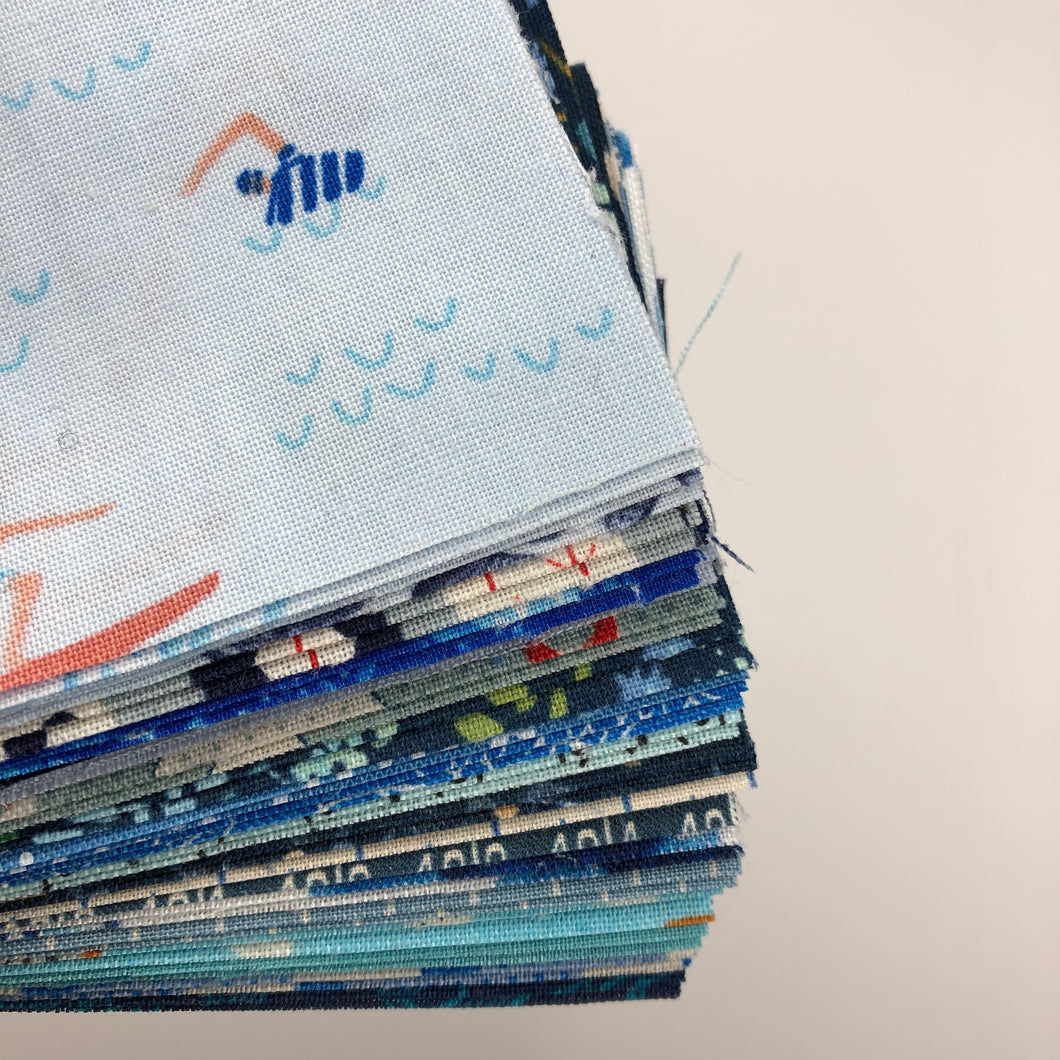 2 ½” Square Blue Fabric Scrap Pack