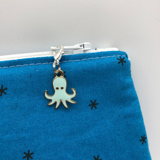 Blue Octopus Zipper Charm
