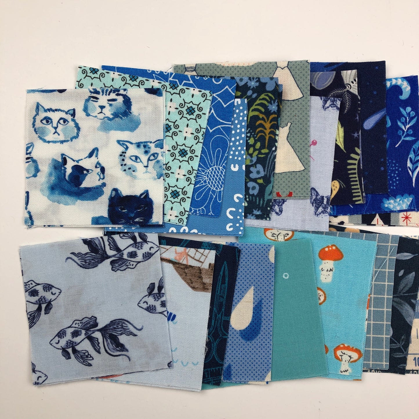 2 ½” Square Blue Fabric Scrap Pack