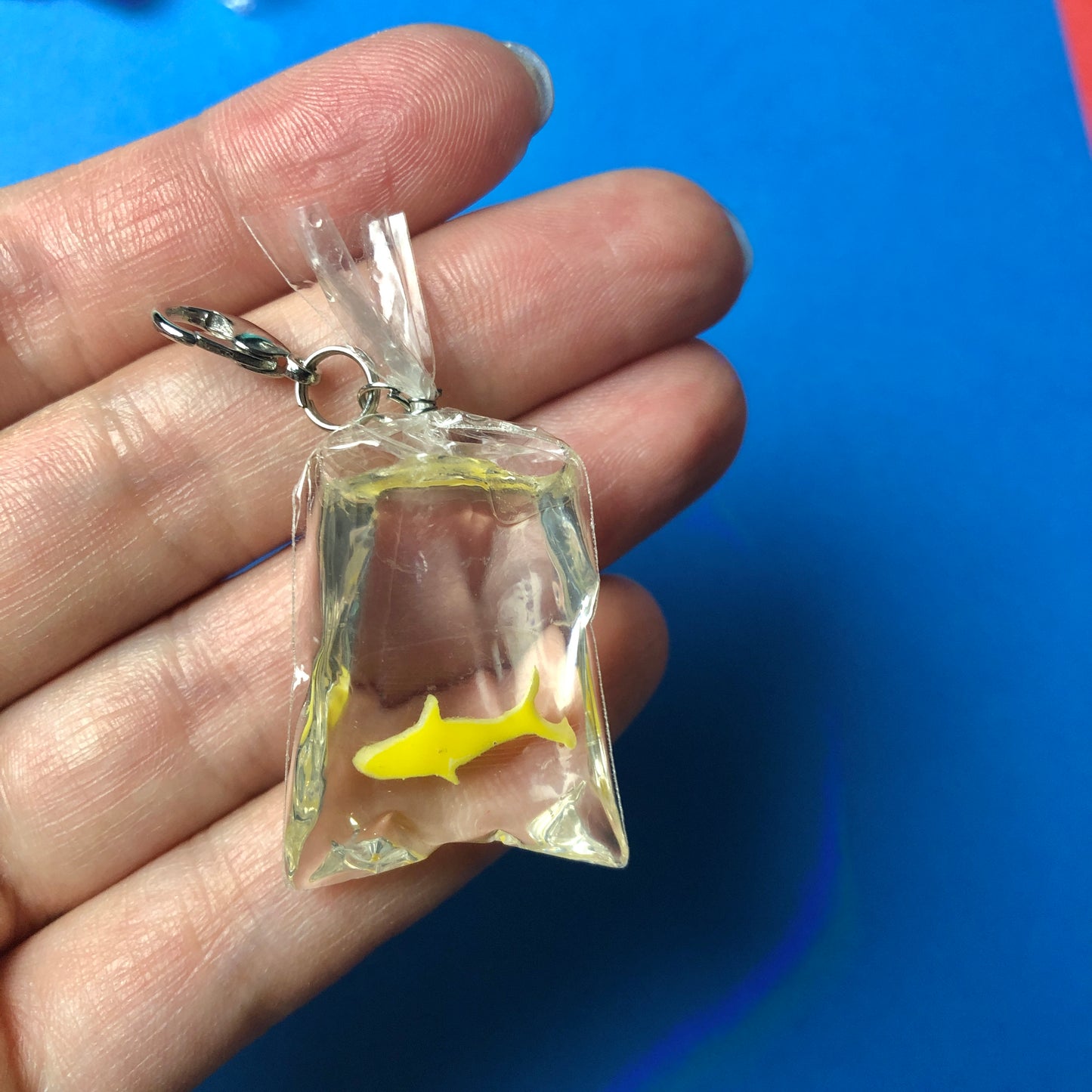 Yellow Fish in a Bag Zipper Charm