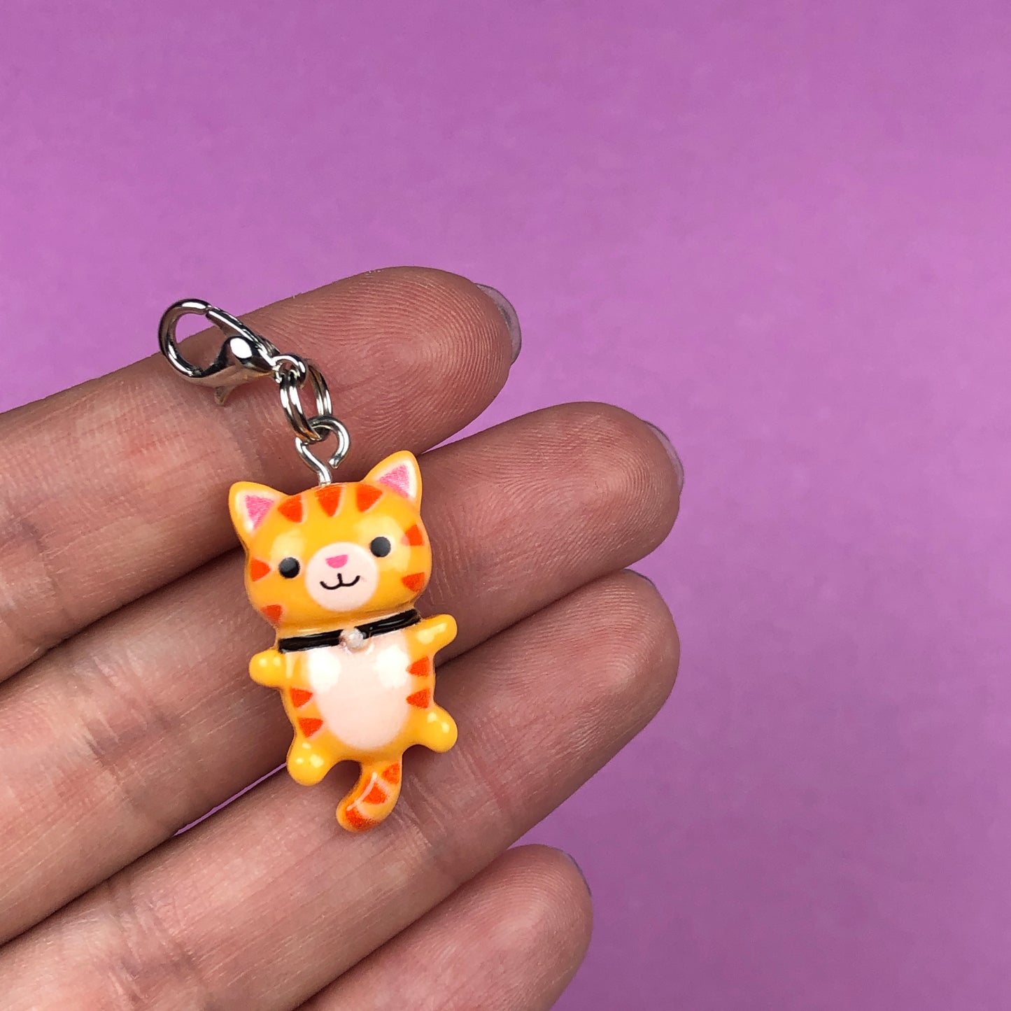 Orange Cat Zipper Charm