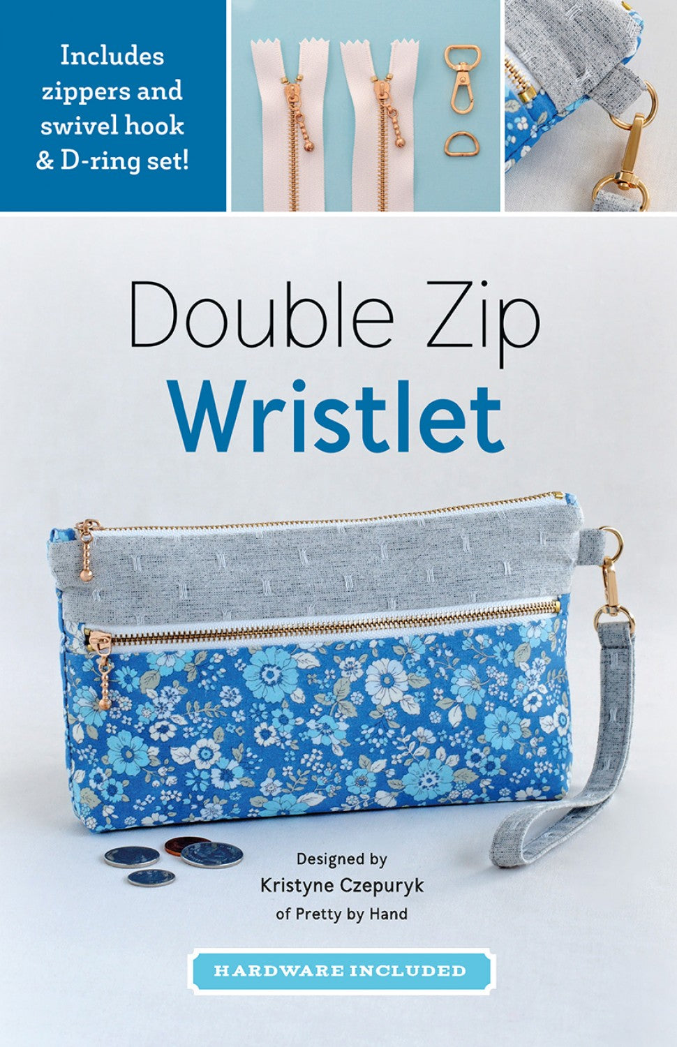 Double Zip Wristlet Pattern Including Zippers and Hardware