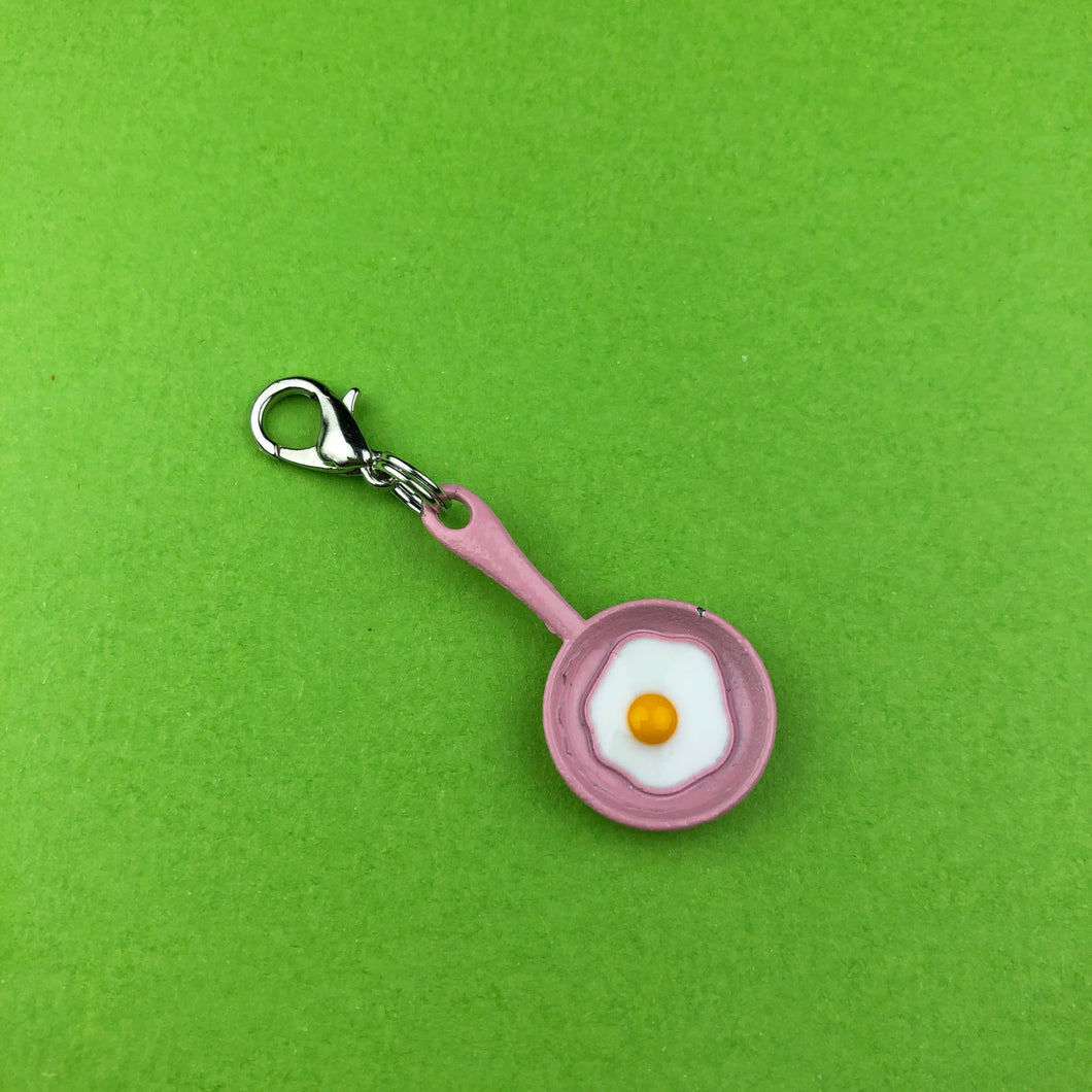 Fried Egg Zipper Charm Pink