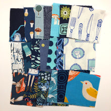 Load image into Gallery viewer, 2 ½” Square Blue Fabric Scrap Pack
