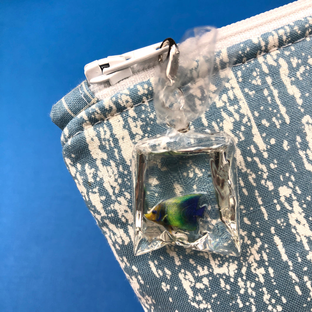 Blue and Green Fish in a Bag Zipper Charm