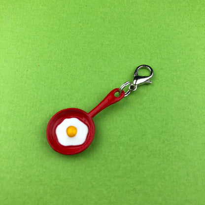 Fried Egg Zipper Charm Red