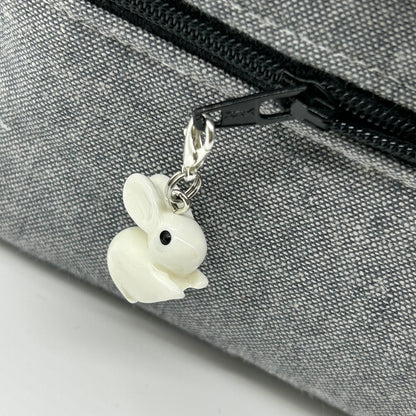 White Rabbit Zipper Charm
