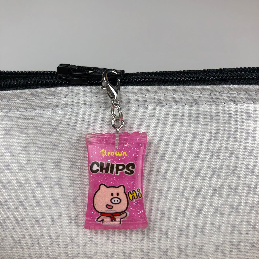 Piggy Chips Zipper Charm
