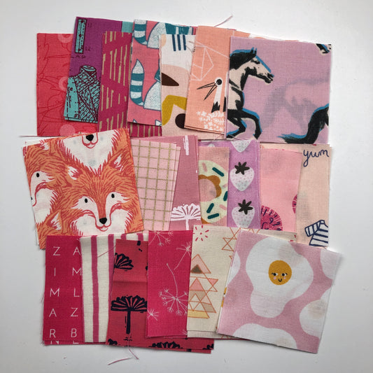 2 ½” Squares Pink Fabric Scrap Pack