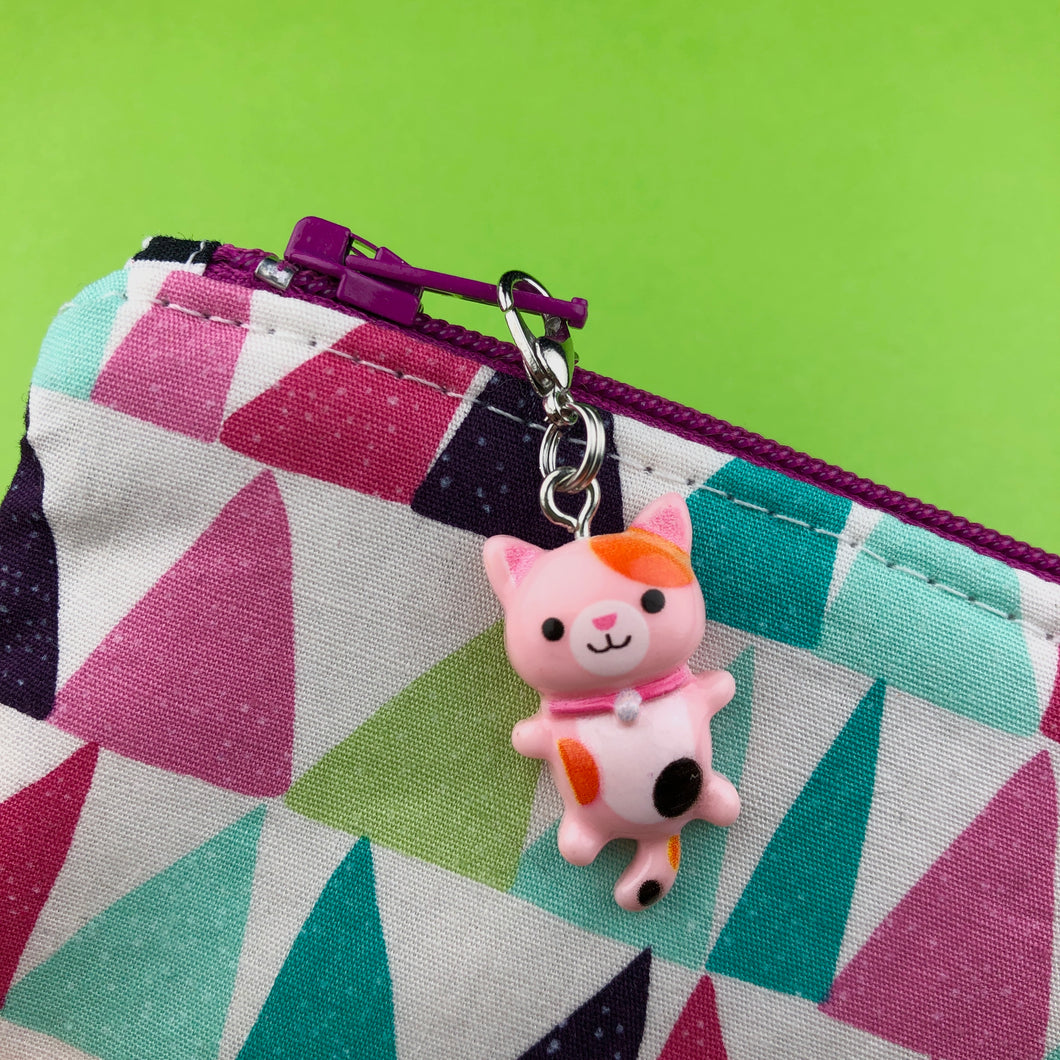 Pink Cat Zipper Charm
