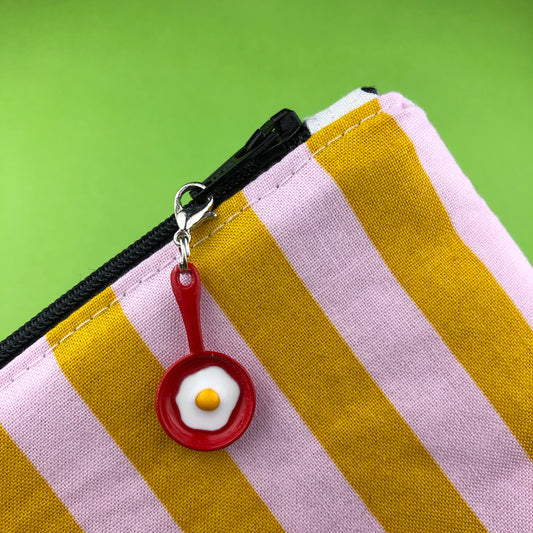 Fried Egg Zipper Charm Red